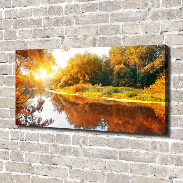Leinwandbild Kunst-Druck 140x70 Bilder Landschaften Fluss im Herbst