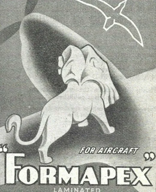 1945 WW2 Print Advert Formapex Laminated Plastics Aircraft Lion IOCO Glasgow