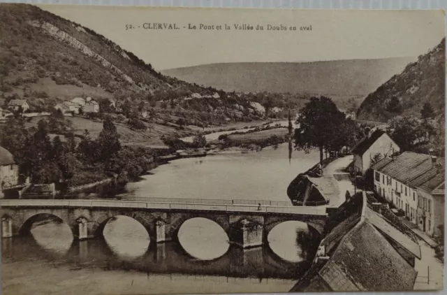 Clerval 25 CPA the Bridge And Valley of / The Doubs IN Aval Good Condition 1924
