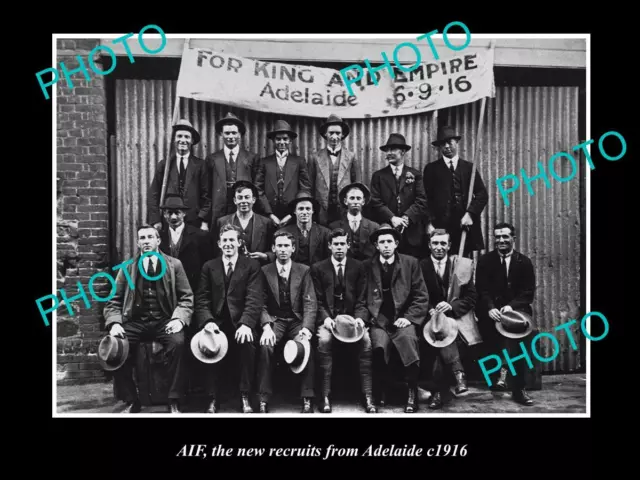 OLD LARGE HISTORIC PHOTO OF ADELAIDE SA THE NEW AIF ANZAC RECRUITS c1916