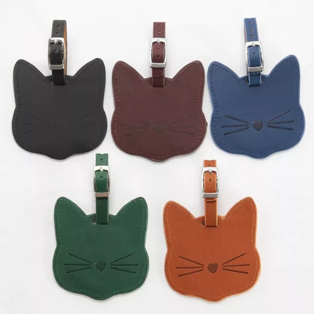 Leather PU Travel Luggage Tags Cat Shape Baggage Name Tags Suitcase
