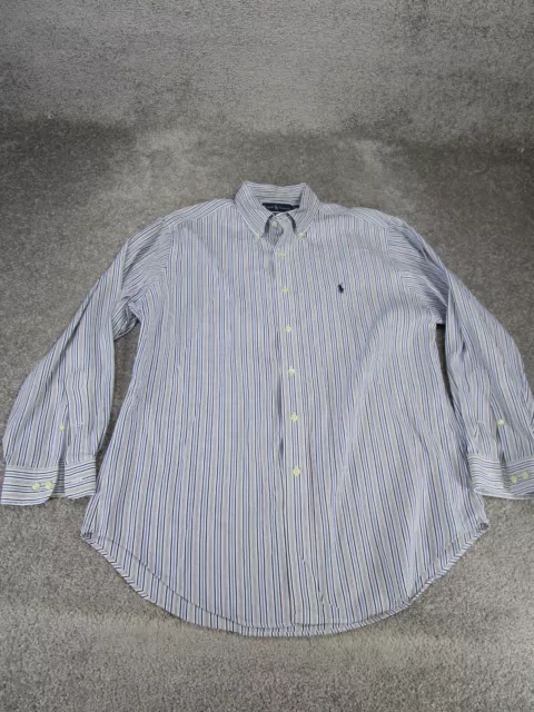 Ralph Lauren Dress Shirt Mens 16.5 Button Up White Striped Cotton