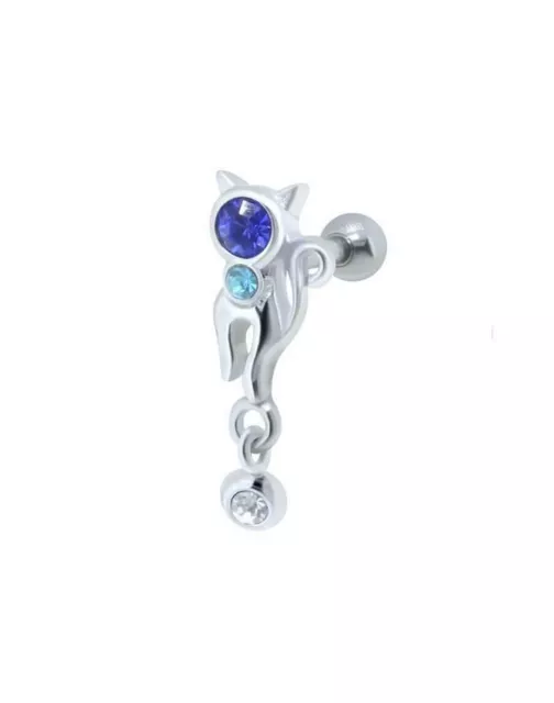 316L Surgical Steel Ear Cartilage Helix Tragus Ring Stud Jewelry Cat 16G