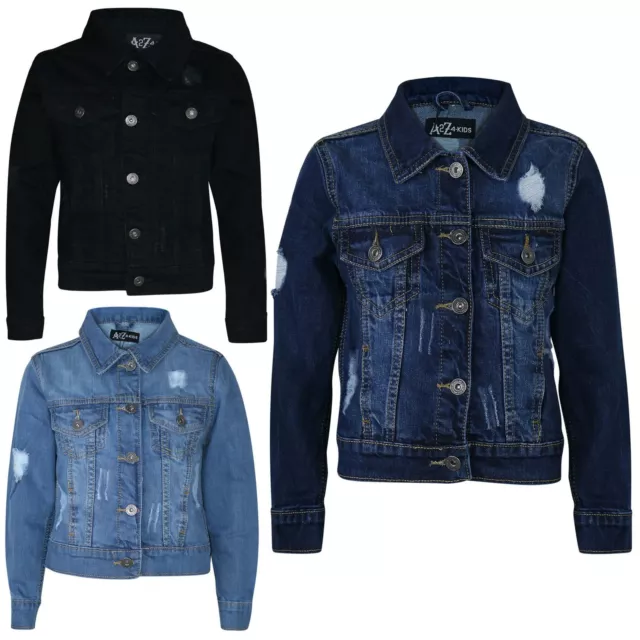 Kids Boys Denim Jacket Designer Ripped Jeans Fashion Jackets Coat Age 3-13 Years