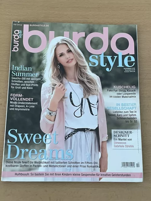 Zeitschrift "BURDA STYLE" mit Schnittmuster und Anleitung, Nr. 10/2012, Beauty