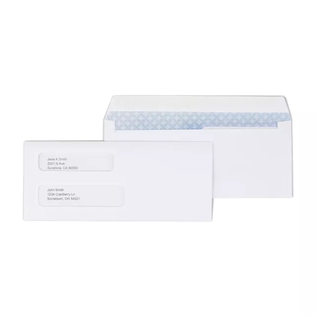 Staples #8 5/8" Check-Size Double Window Security-Tint Gummed Envelopes 500/BX