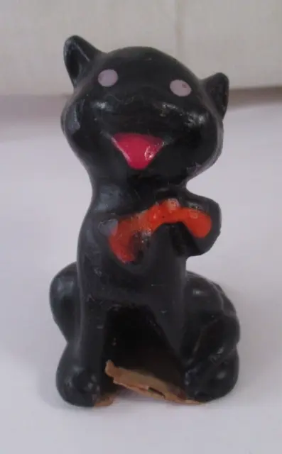 Vintage GURLEY HALLOWEEN BLACK CAT  with BOW TIE CANDLE