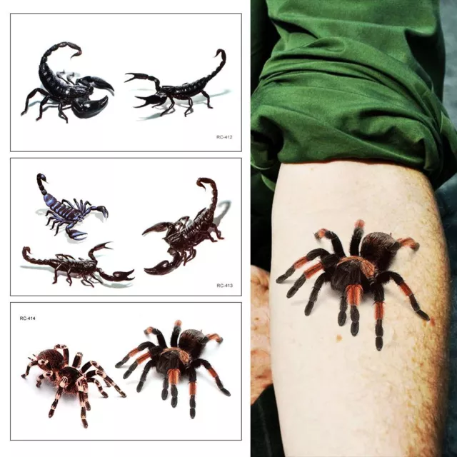 3D Performance Body Art Skin Decor Spider Scorpion Style Tattoo Stickers