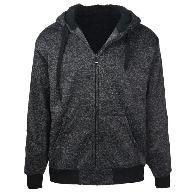 Facitisu Plus Size S-5XL Marled Heavyweight Fleece Hoodie for Men Sherpa Lined