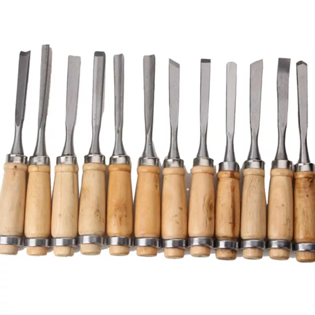 Ergonomisches Design 12-teiliges Stahl Holz Schnitzen Meißel Set mit Holzgriffe