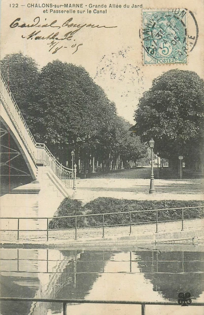 51 Chalons-Sur-Marne Grande Allee Du Jard Et Passerelle Sur Canal
