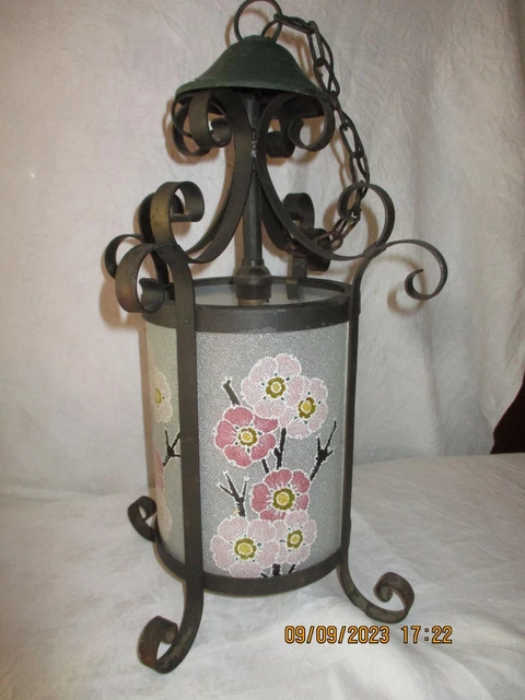 ANCIENNE LAMPE/LANTERNE EN fer de grande taille 14 ancienne lampe de