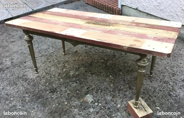 Table de salon transformable en table repas avec piétement alu profilé et  plateau en véritable bois de placage