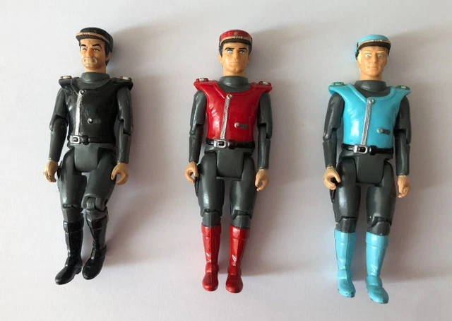 Vintage Gerry Anderson Captain Scarlet, Captain Blue, Captain Black figures 1993