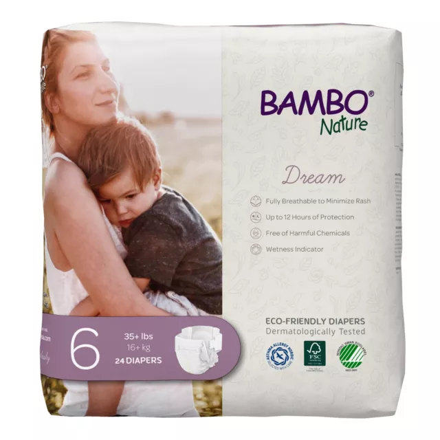 Bambo Nature Baby Baby Diaper Size 6 Over 35 lbs. 1000016928 24 Ct