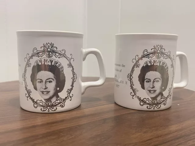 Set Of Two Silver Jubilee Queen Elizabeth II 1952-1977 Commemorative Cup/Mugs