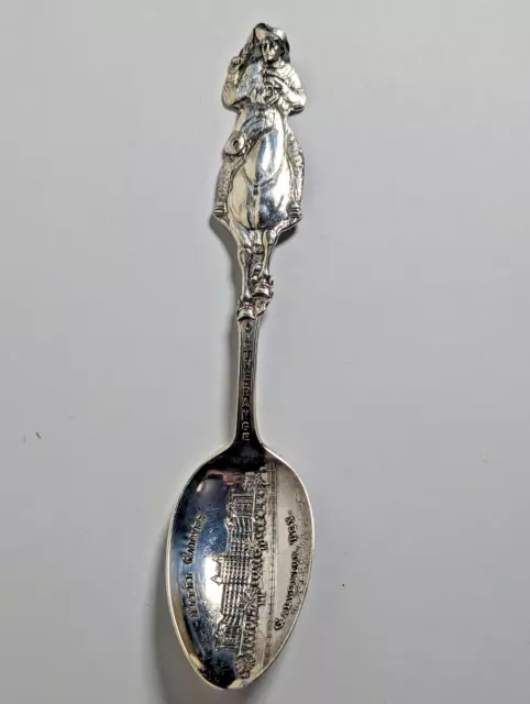 Sterling Souvenir Spoon Cowboy with Gun on Horse for Galveston Texas, 2 Sided