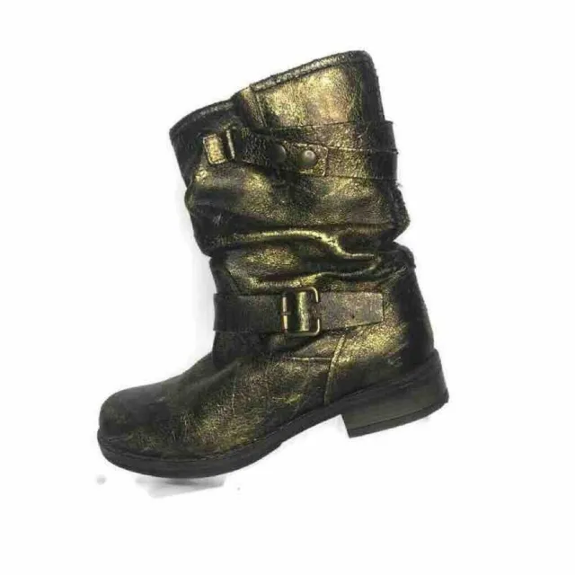 Eric Michael Womans  Boots 6.5  37 Metallic Pull On Buckle Shiny Moto Laguna