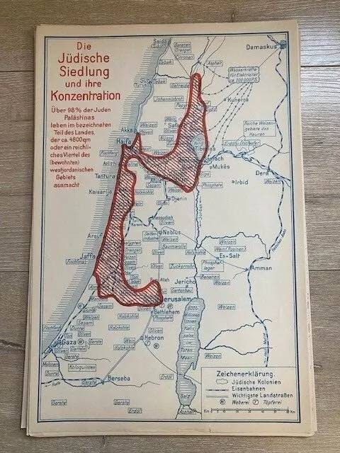 Palestine economy maps atlas of the Jewish World, Davis David Trietsch 1926 Rare