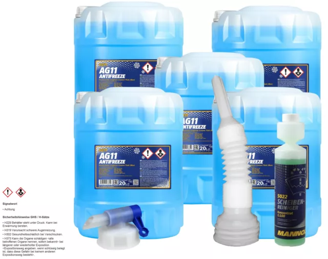 100L MANNOL Kühlerfrostschutz Longterm Antifreeze AG11 -40°C blau Typ G11 Hahn