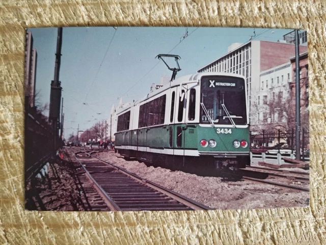 Mbta 3434 Sits On Commonwealth Avenue Boston.vtg Trolley Postcard*P39