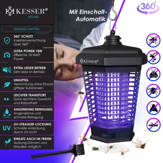RETOURE Elektrischer Insektenvernichter Mückenlampe 18W Insektenfalle UV-Lampe 2