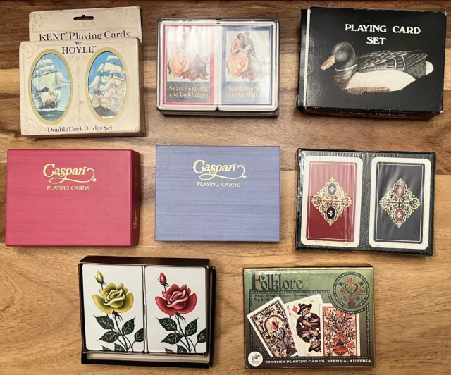 Mostly VINTAGE Lot 8 Double Decks PLAYING Cards Hoyle, Westnedge, Piatnik