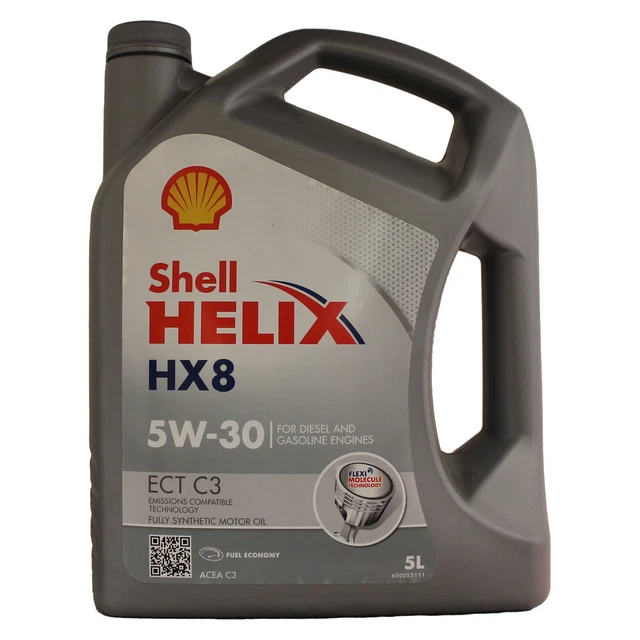 SHELL HELIX HX8 ECT C3 5W-30 5W30 Fully Synthetic Engine Oil - 5 Litres ...