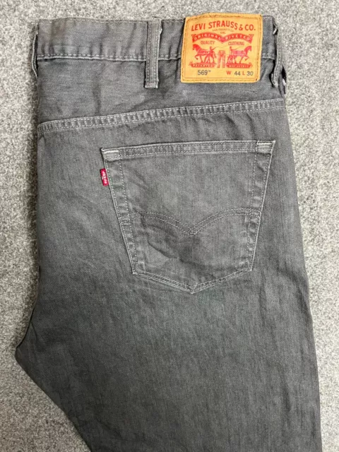 Jeans denim Levis 569 larghi dritti W44 L30 grigio scuro scheda rossa