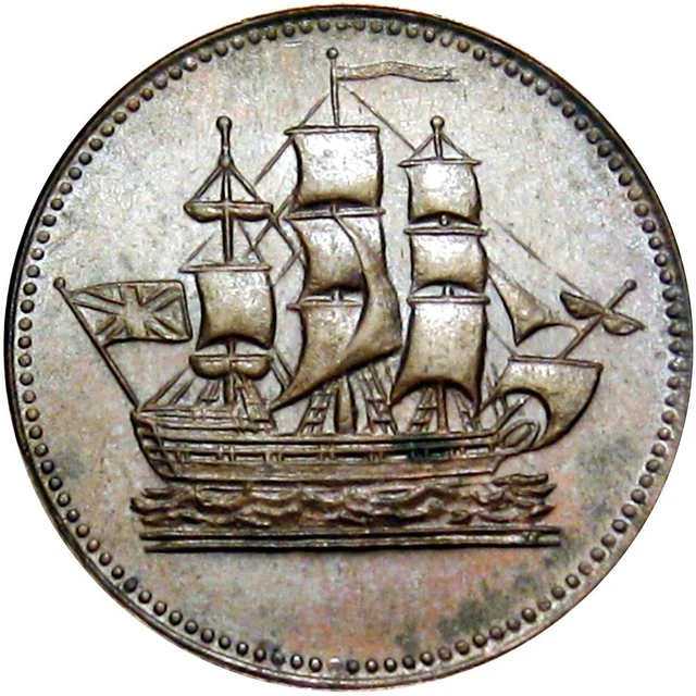 1835 Prince Edward Island Canada Token Sailing Ship Breton 997 Lees 26