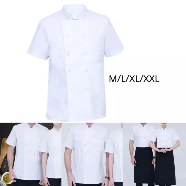 Unisex Work Wear Short Sleeve Cotton Sweat Absorption for Pub Chef Waitress
