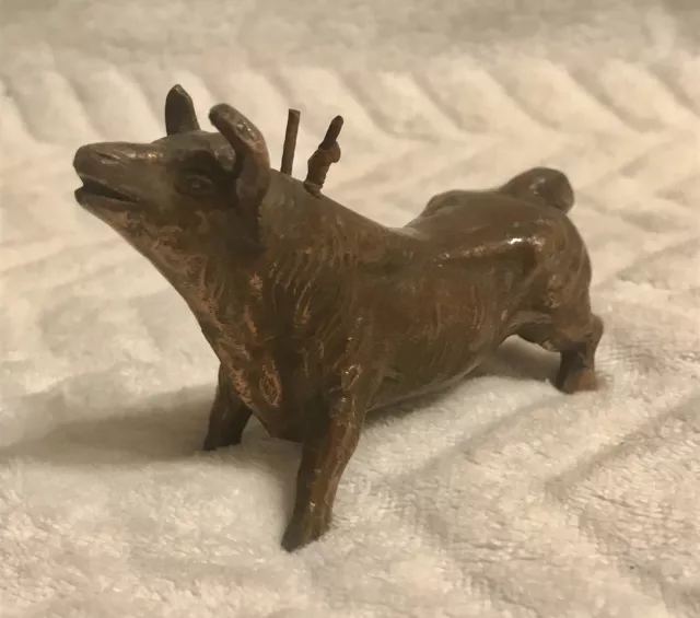 Brass Bull Ornament Figurine Miniature Statue Animal