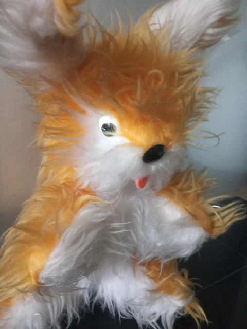 Ancienne peluche lapin blanc bleu marine NOUNOURS