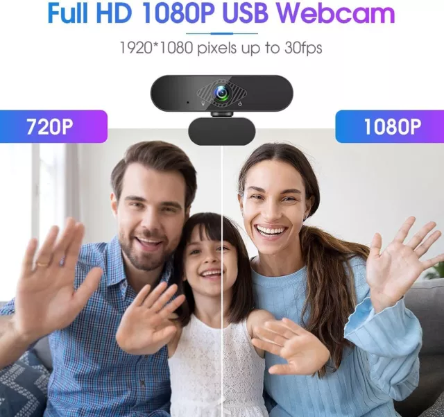 Webcam USB Full HD 1080p per Pc Fisso Portatile con Microfono per Zoom Riunioni 2