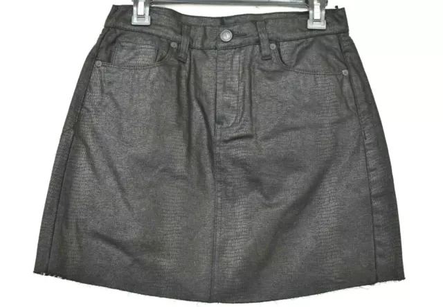 Blank NYC Women Zip Fly Reptile Texture Coated 5-Pocket Denim Mini Skirt 27