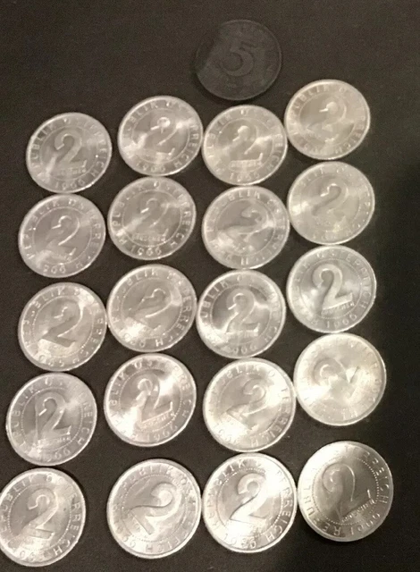 LOT OF 20 1966 AUSTRIA  2 GROSCHEN  Coins BU!+ 1 - 5 Groschen Coin (circulated)