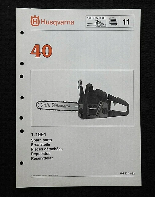 GENUINE HUSQVARNA MODEL 40 Chainsaw Parts List Catalog Manual Original