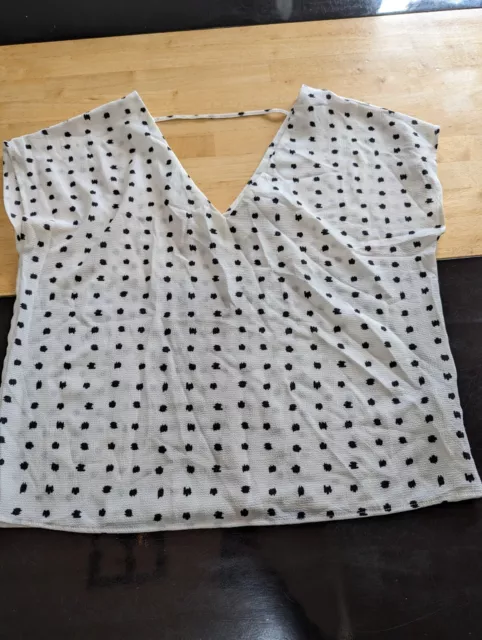 Womens forever 21 white polka dot blouse top sz s