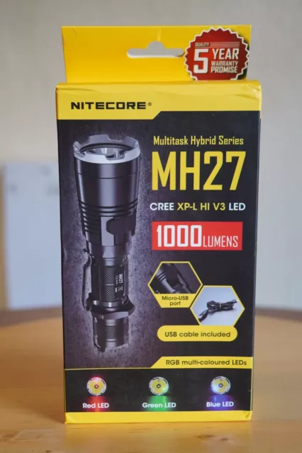 Nitecore MH27 462m LED Flashlight 1000 Lumens CREE XP-L HI V3 Red Green Blue