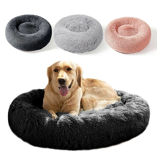 NEW Dog Bed Donut Soft Round Plush Cat Pet Bed For Calming Anti Anxiety Washable