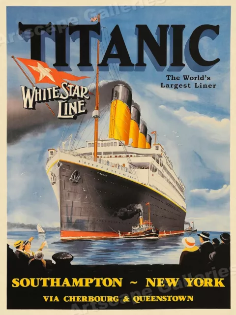 1912 Titanic World's Largest Liner White Star Line Vintage Travel Poster - 24x32