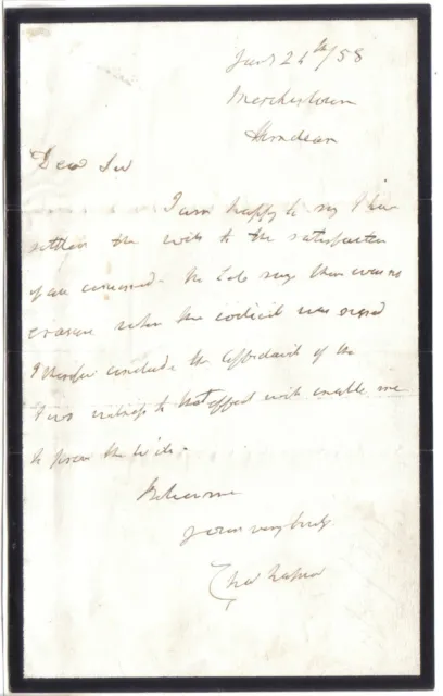Admiral Sir Charles Napier - 'Mad Charlie' - famous naval officer - 1858 letter