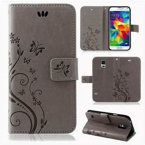 Étui Portable pour Samsung Coque Téléphone Fleurs Rabattable Portefeuille Housse 5