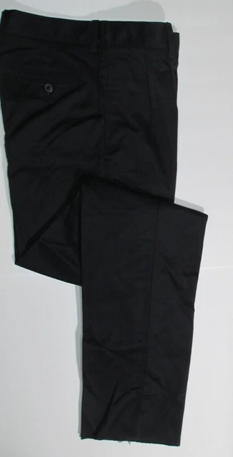 LANDS END Black Pleated School Uniforms UNHEMMED Pants Boys 12 NEW