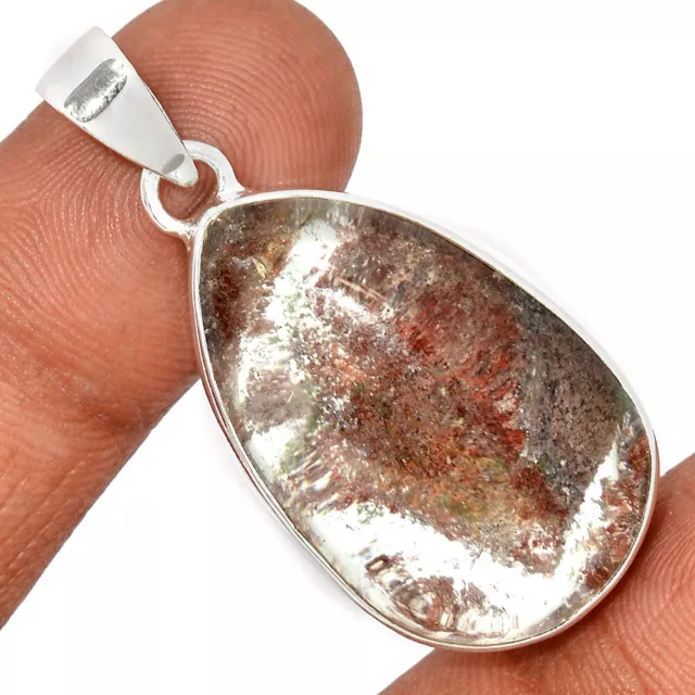 17g Treated Ghost Phantom, Lodolite 925 Sterling Silver Pendant Jewelry CP21781