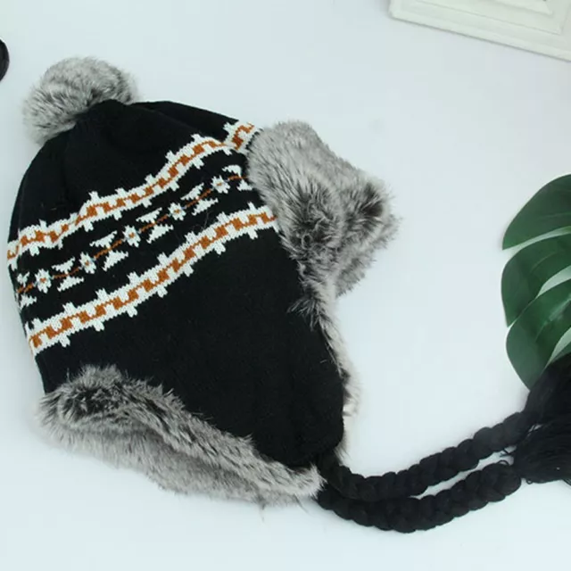 Wool Girl Knit Cap Big Head Circumference Warm Hat Ear Protection Hat  Woman 3