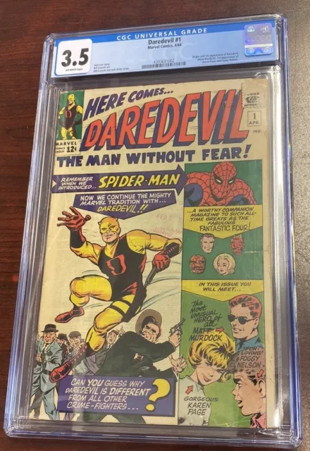 Daredevil (1964) #1 CGC VG- 3.5 Off White Origin and 1st Appearance! Marvel 1964