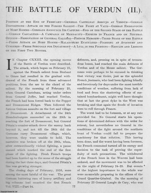 WORLD WAR 1 : The Battle Of Verdun. Part 2 Of 3. An Uncommon Original ...