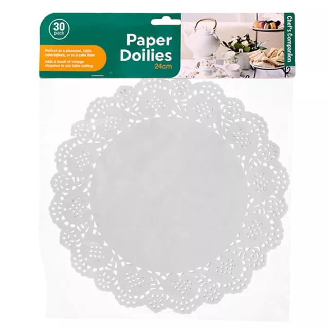 Vintage Paper Doilies Bulk Lot 30 Round White Lace Wedding Trays NEW 24cm