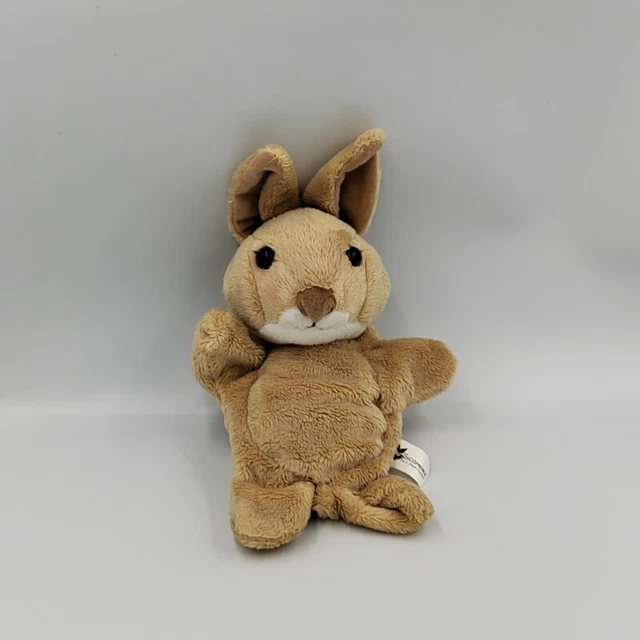 Doudou marionnette lapin beige blanc SYCOMORE - 30396